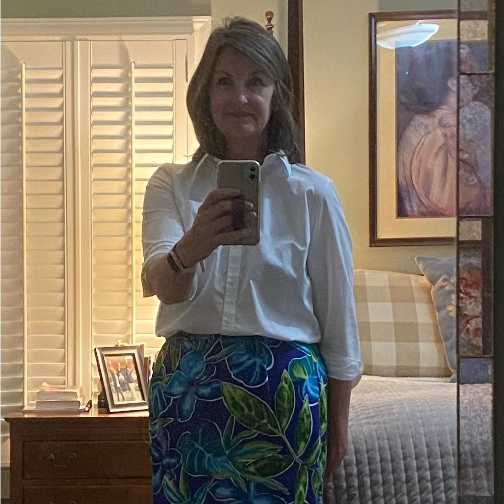 Norton McNaughton Vibrant Blue and Green Floral Skirt
